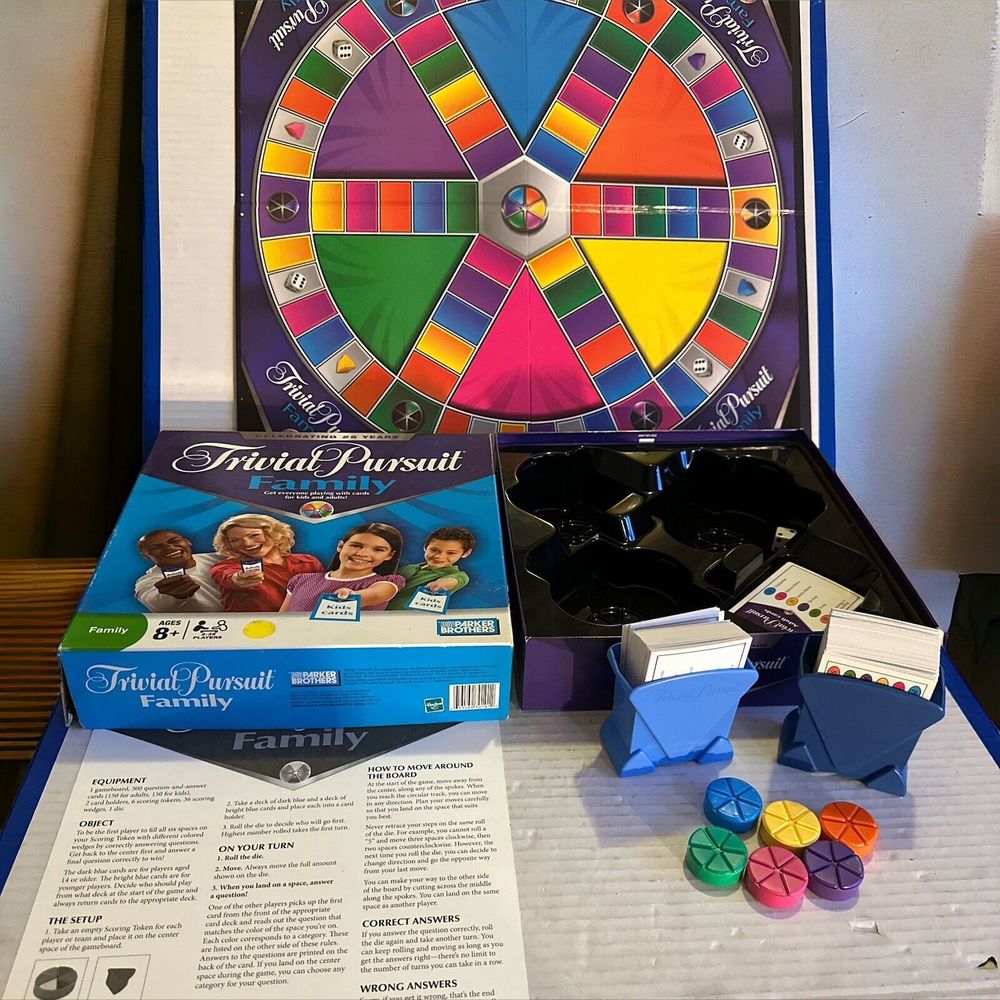 Trivial Pursuit Family Board Game 25th Anniversary Edition Age 8+ Kids Adults